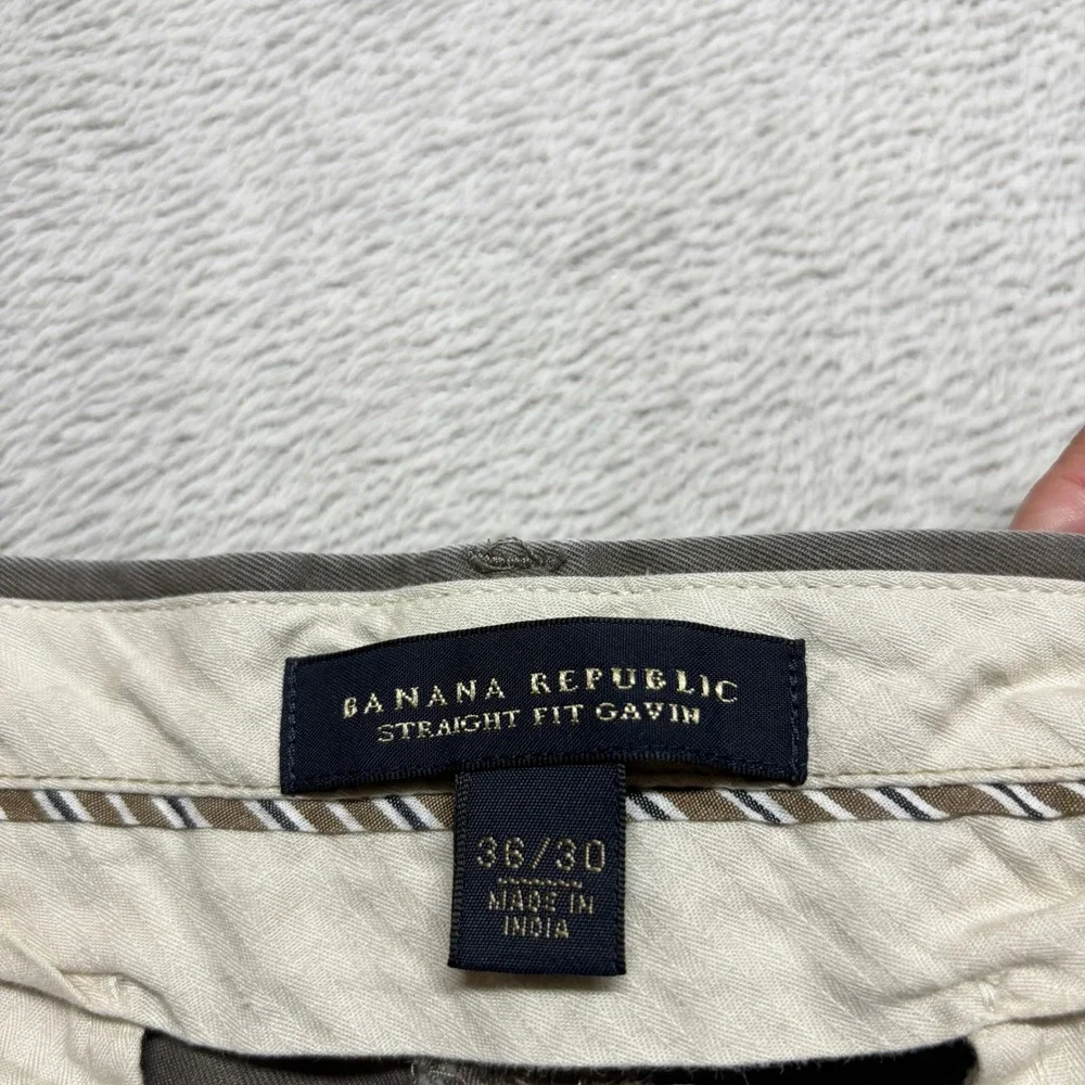 Banana Republic Gavin Straight Fit Chino Pants Mens 34x30 Stone Gray 100% Cotton
